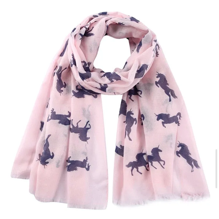 💙 Scarf: Navy Unicorns ~ Pink