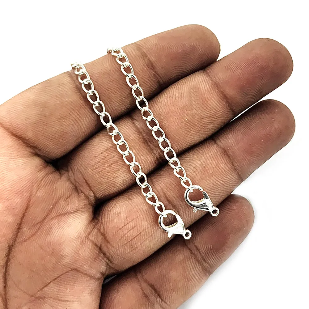 10 PCS PACK EXTENSION CHAIN FINDINGS FOR JEWELRY MAKING, SILVER PLATED