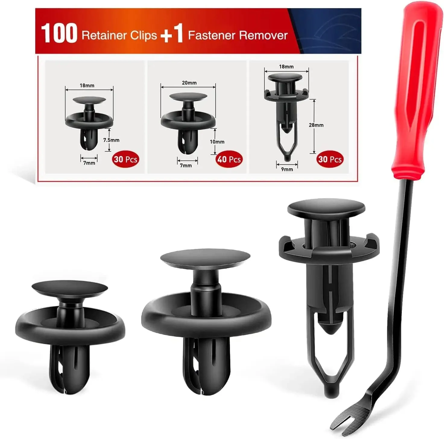 100 Pcs Hole 7mm 9mm Car Retainer Clips Push Type Bumper Fastener Rivet Clips for Lexus Toyota GM