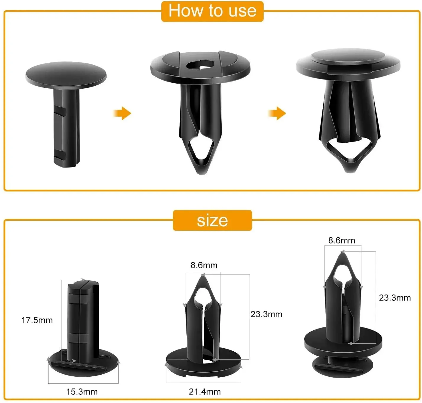 100 Pcs Hole 8.6mm Car Push Retainer Clips Kits For GM Ford