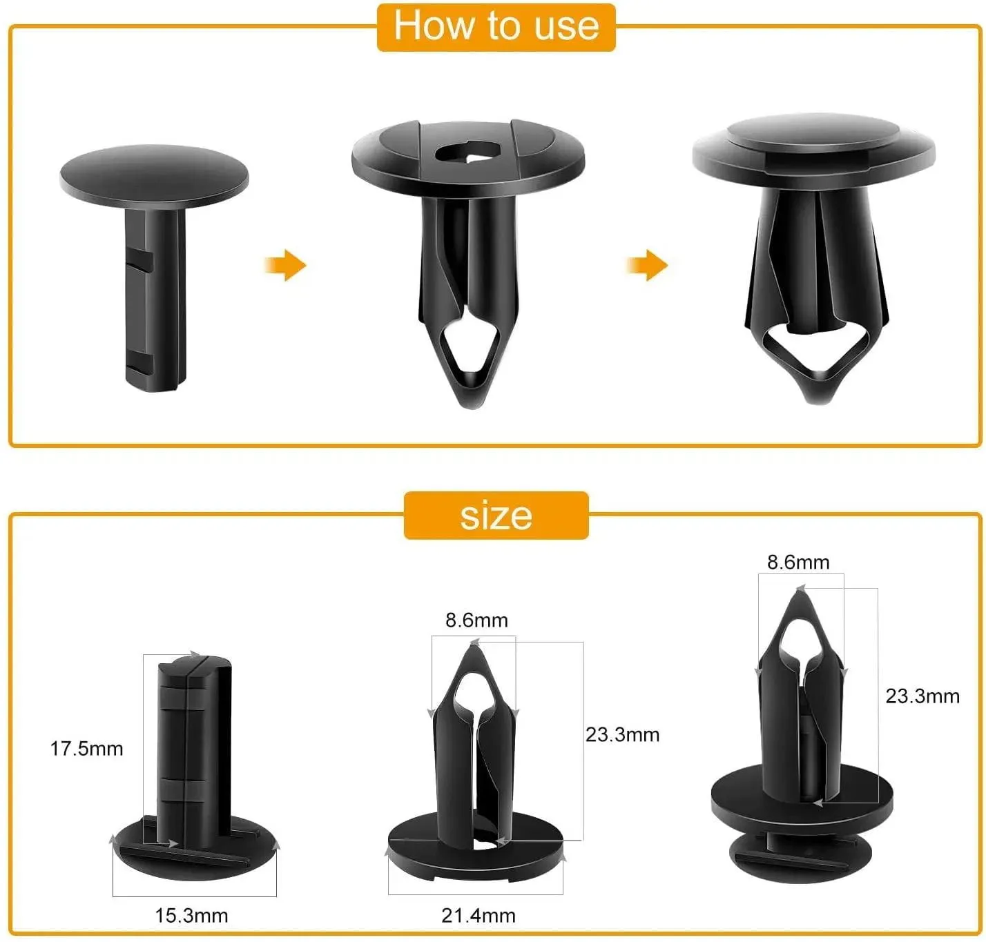 100 Pcs Hole 8mm Car Push Retainer Clips Kits For GM 21030249 Ford N807389S