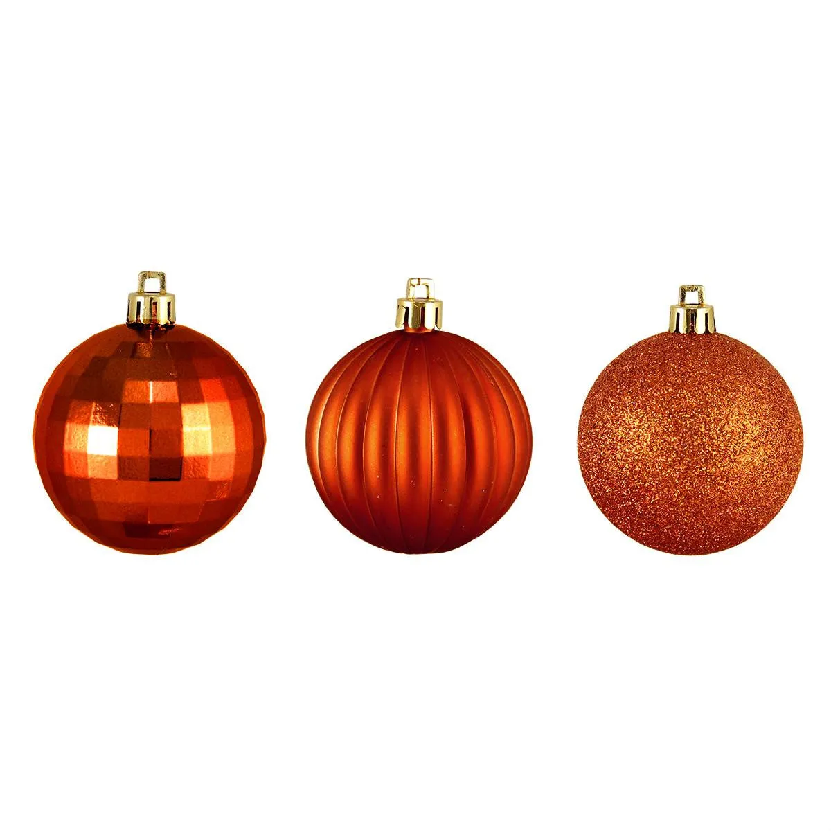 100ct Burnt Orange 3-Finish Shatterproof Christmas Ball Ornaments 2.5" (60mm)