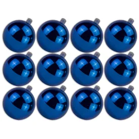 12 Pack 80mm 3" Shiny Blue Ball Ornament with Wire, UV Coated