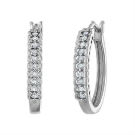 1/4 CTW Diamond Hoop Earrings in Sterling Silver