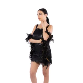 1920s Black and Gold Tinsel Boa, 72 Inches, 1 Count