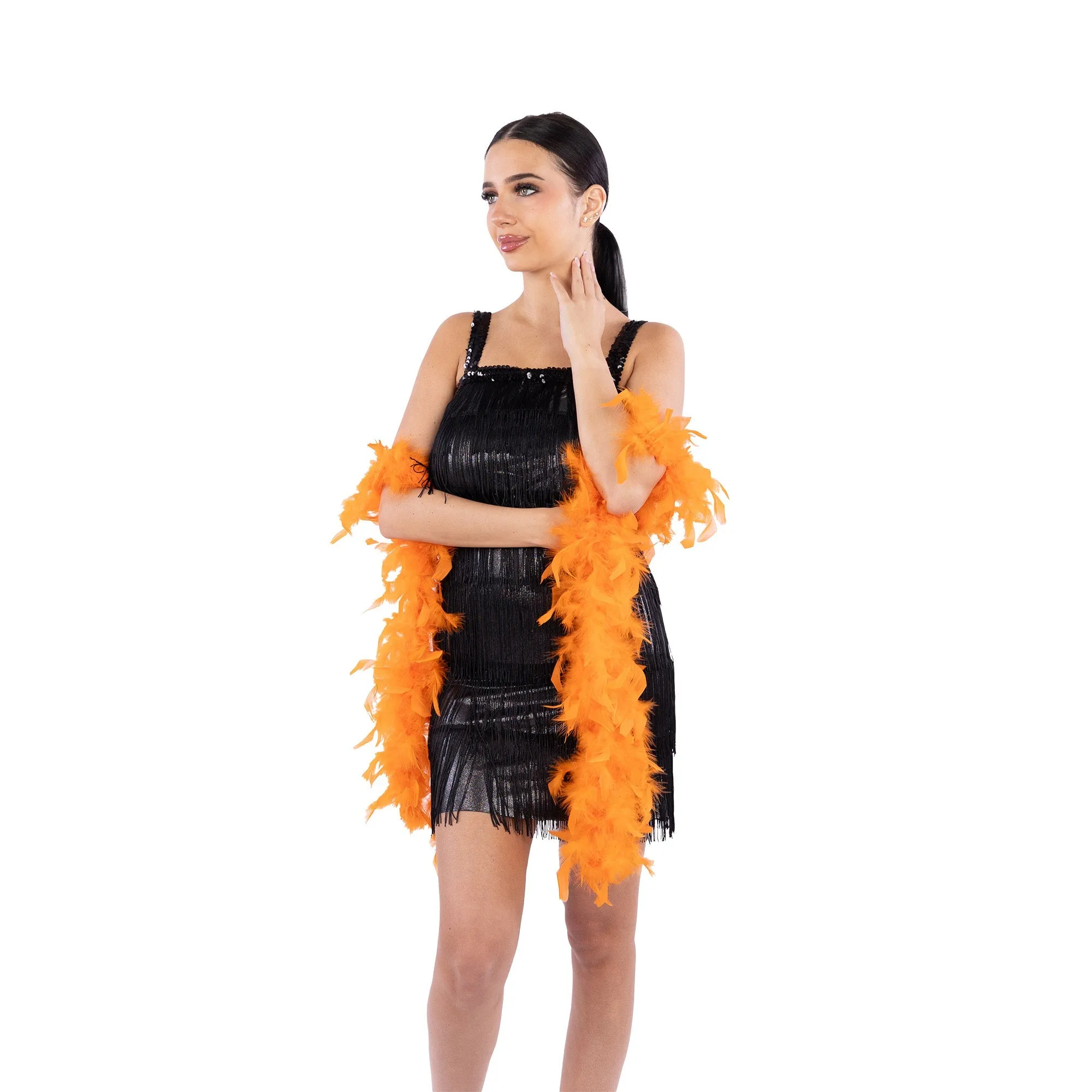 1920s Orange Deluxe Boa, 72 Inches, 1 Count