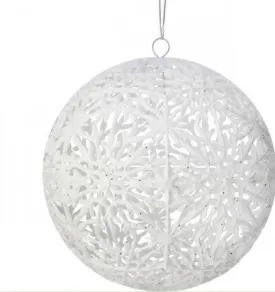 200MM SNOWFLAKE HOLLOW BALL ORNAMENT WHITE