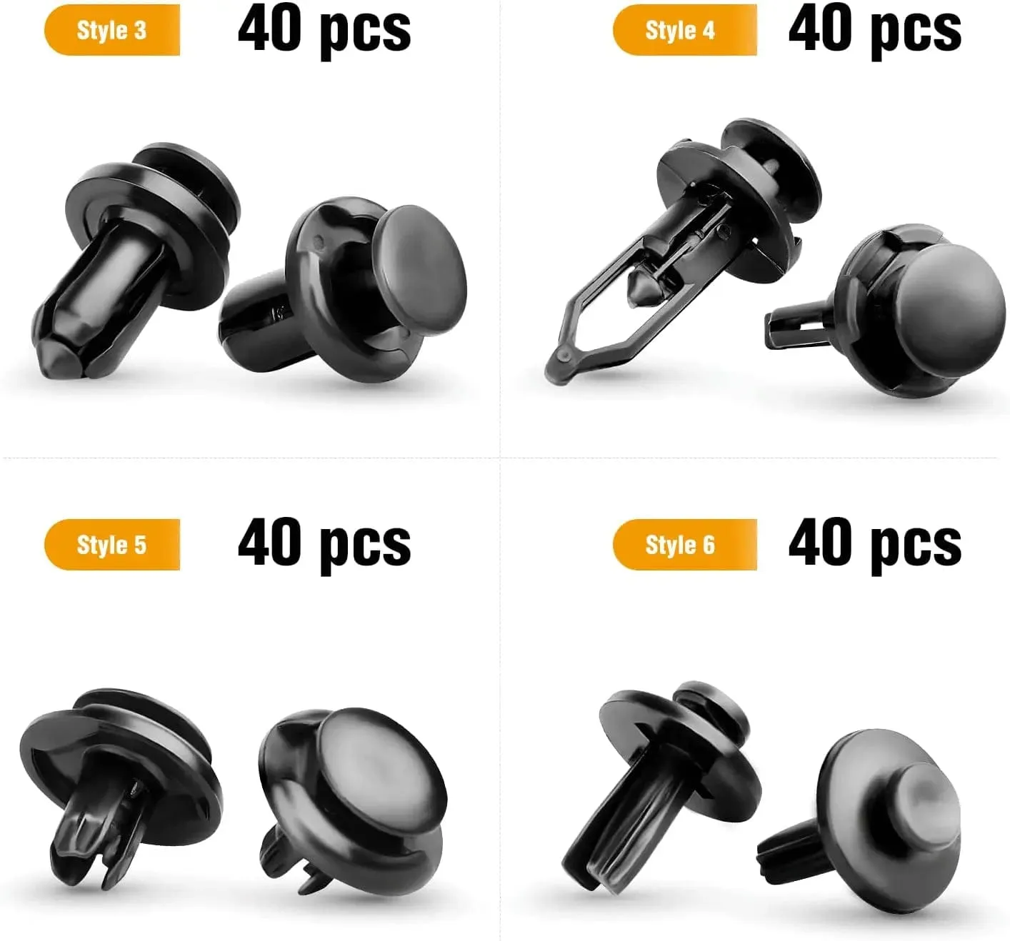 240 Pcs Hole 6.3mm 8mm 9mm 10mm Car Push Retainer Clips Kits