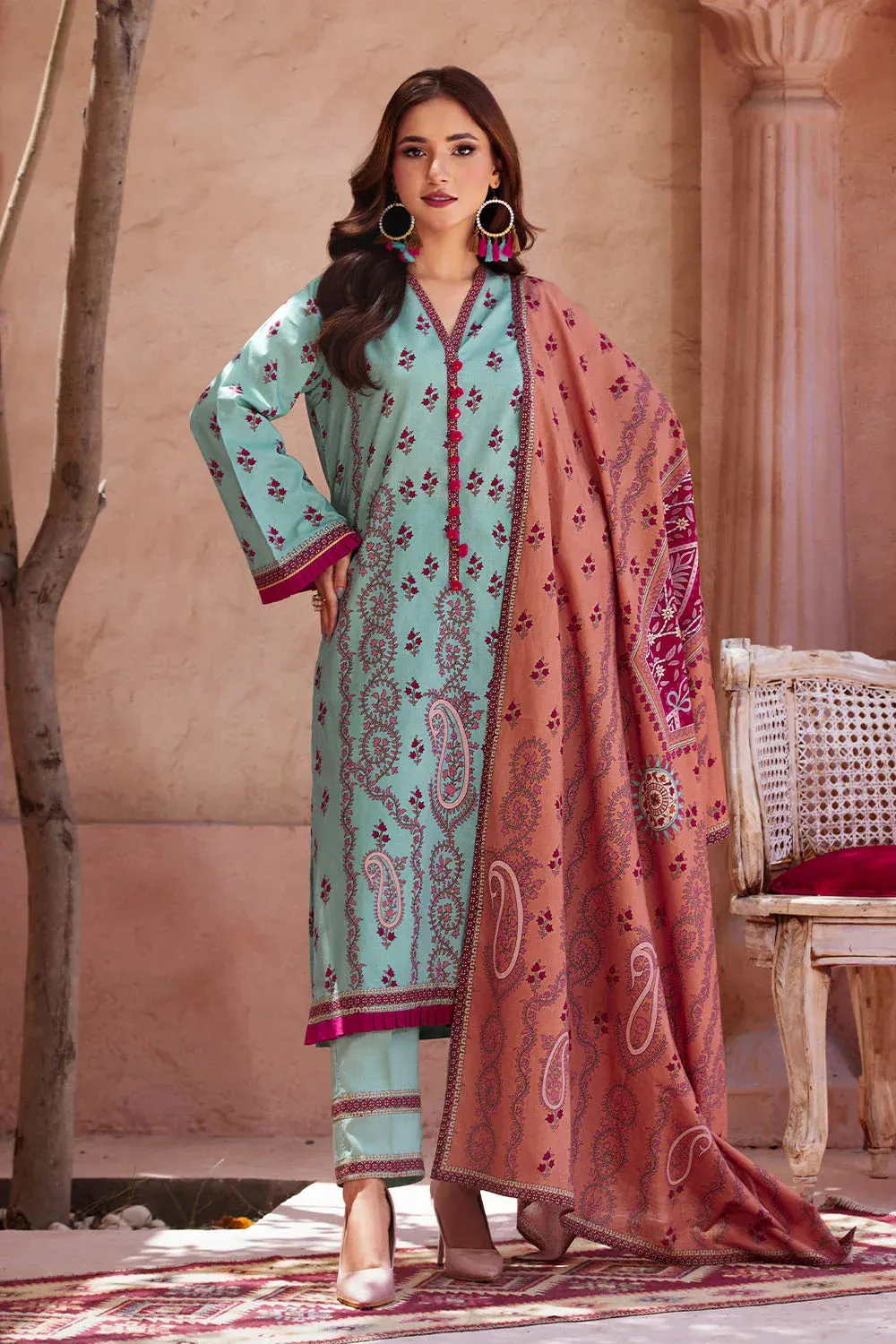 3PC Printed Unstitched Lawn Suit KLA-2692