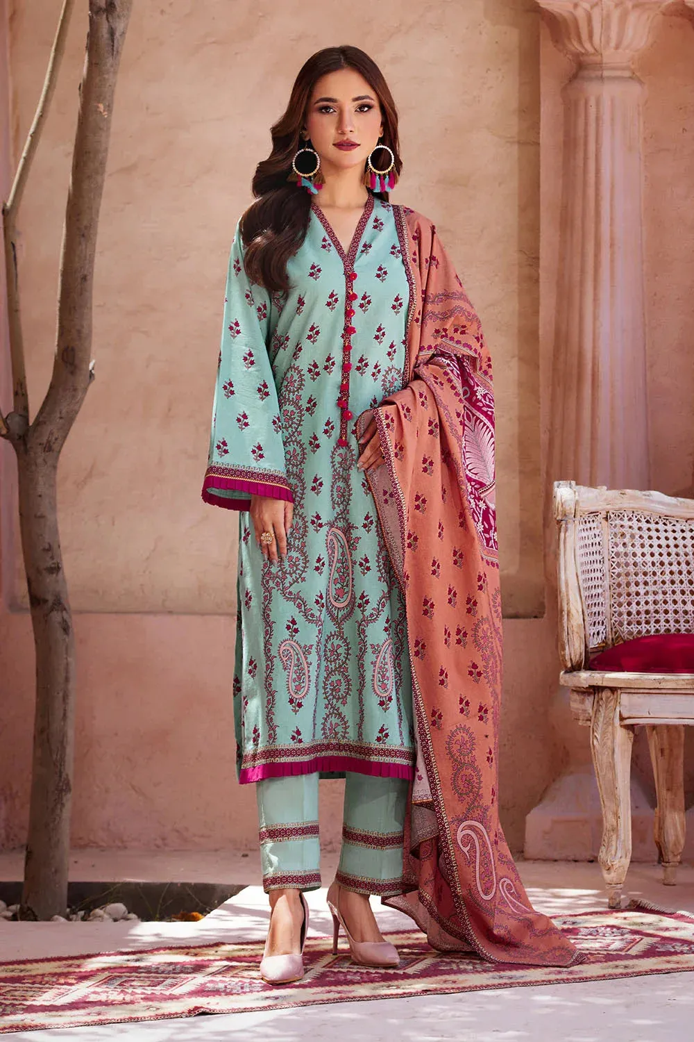 3PC Printed Unstitched Lawn Suit KLA-2692