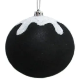 4'' Plastic Flocked Ball Ornament w/ White Glitter Snow | FY