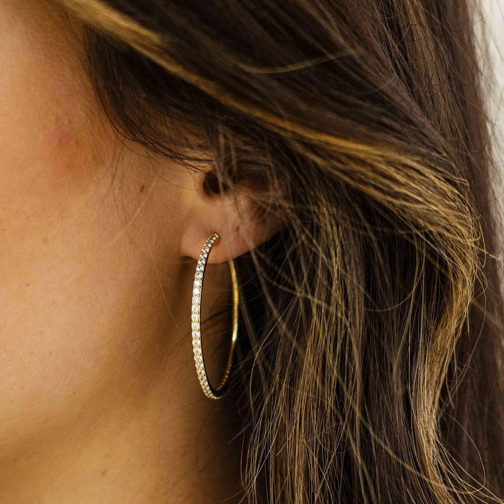 40mm Extra Maxi Gold Sparkling Hoop Earrings