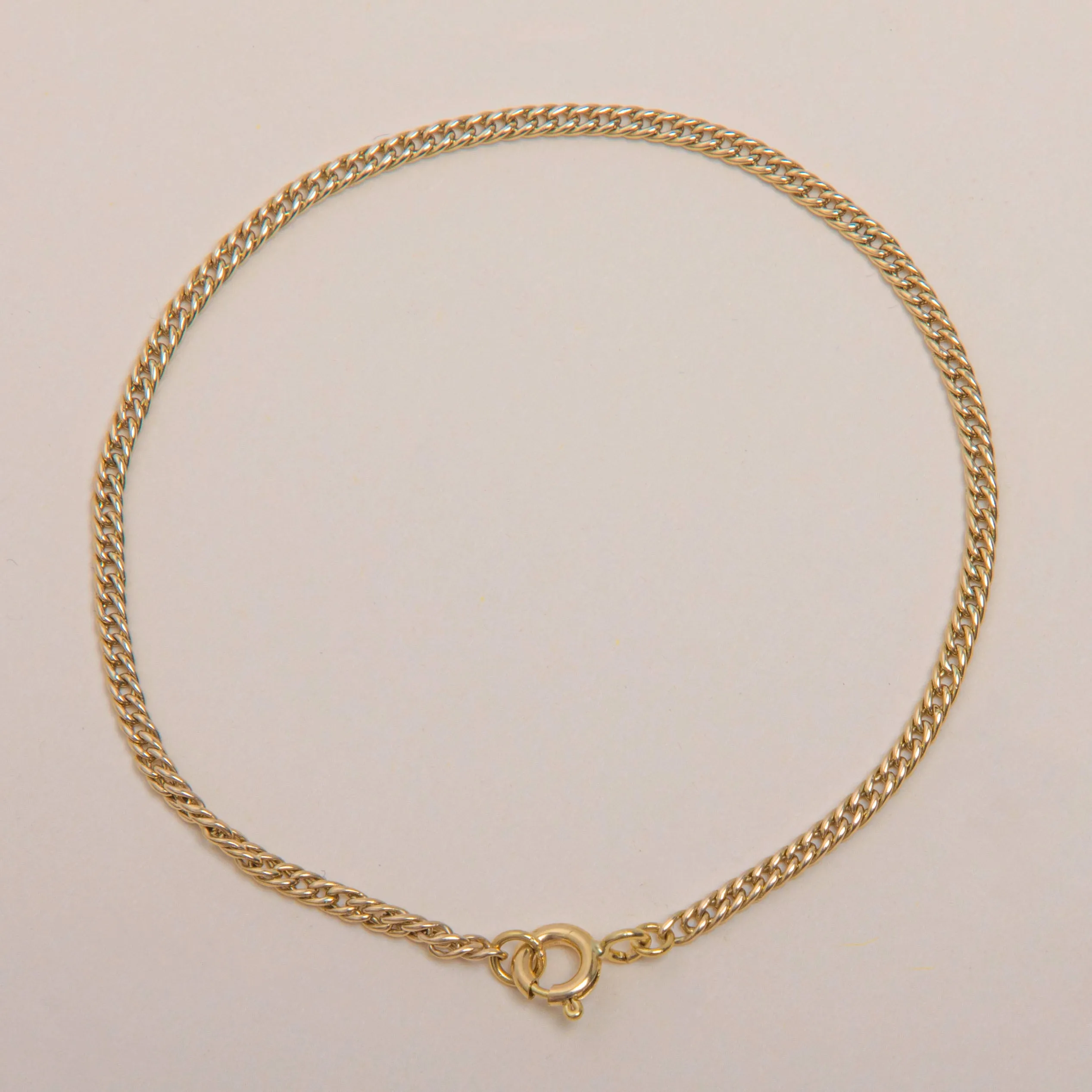 7" Antique 9ct Gold Curb Link Bracelet