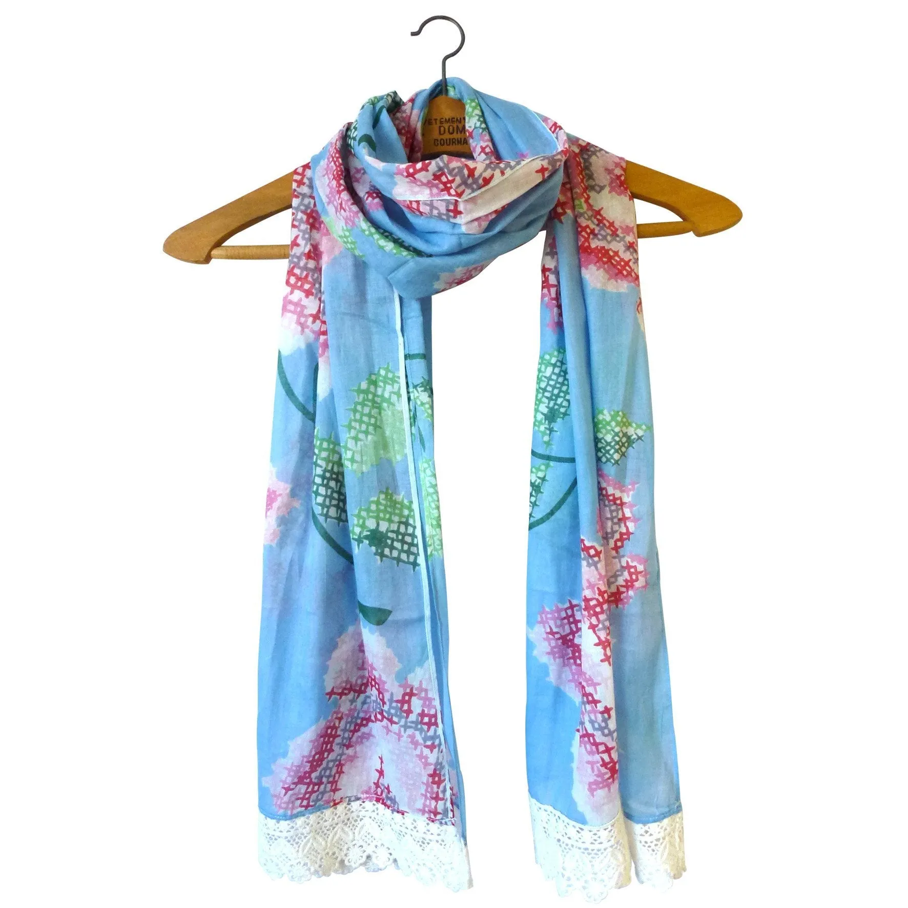& Sew On Blue Flower Scarf