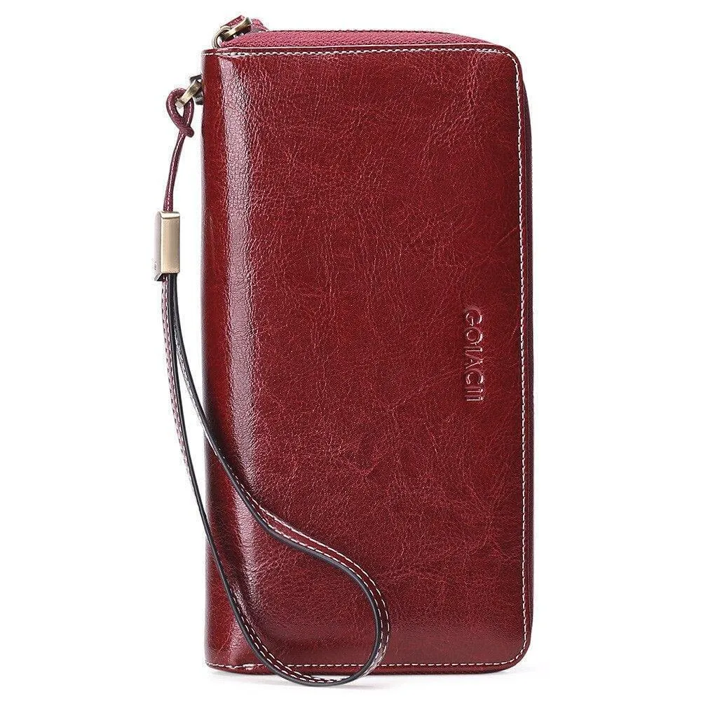 Antimagnetic Rfid Card Leather Zipper Wallet 36 Card Slot