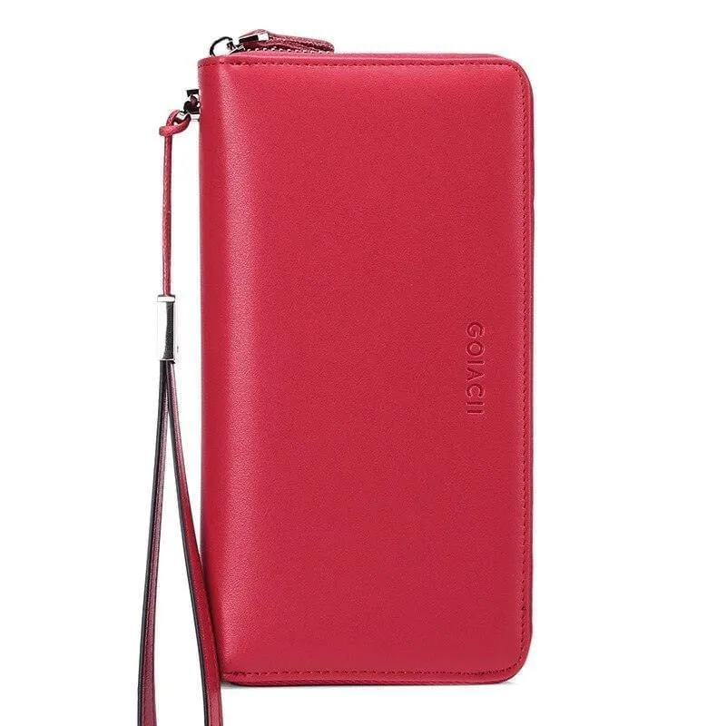 Antimagnetic Rfid Card Leather Zipper Wallet 36 Card Slot