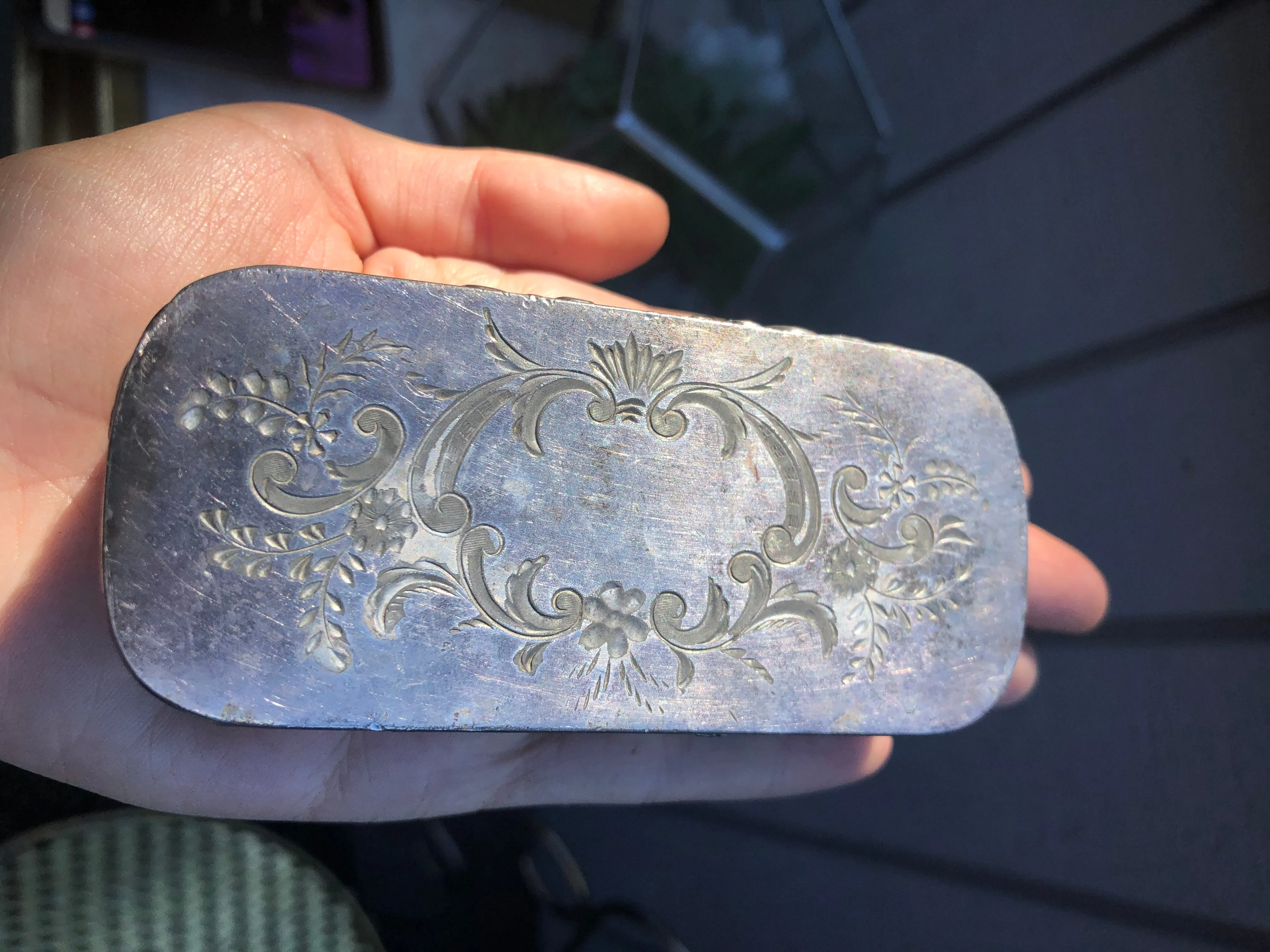 Antique Meriden B Company Silver Quadruple Ornate #127 Plate Footed Trinket Box