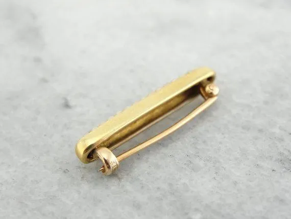 Antique Pave Seed Pearl Gold Bar Pin