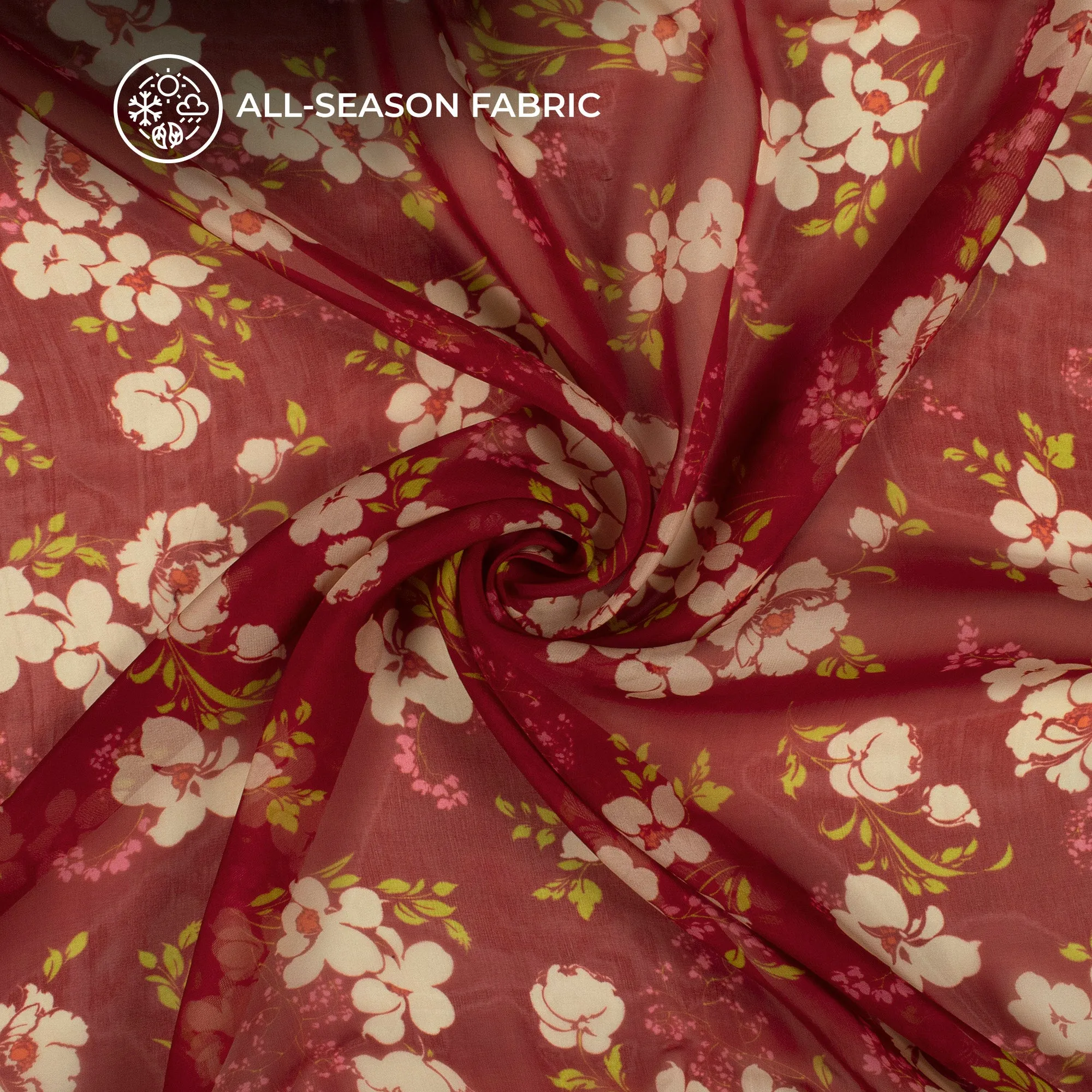Attractive Floral Digital Print Pure Organza Fabric