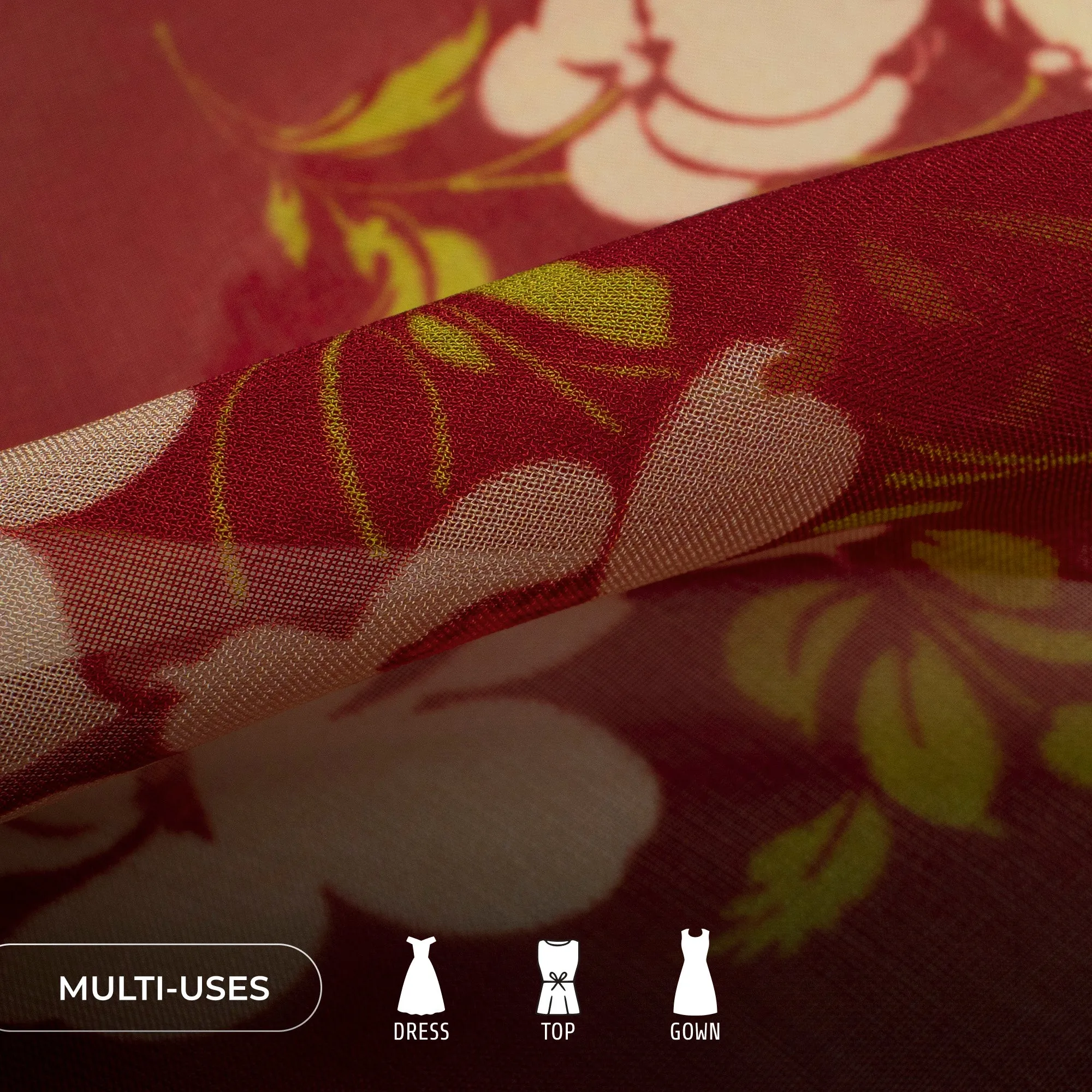 Attractive Floral Digital Print Pure Organza Fabric