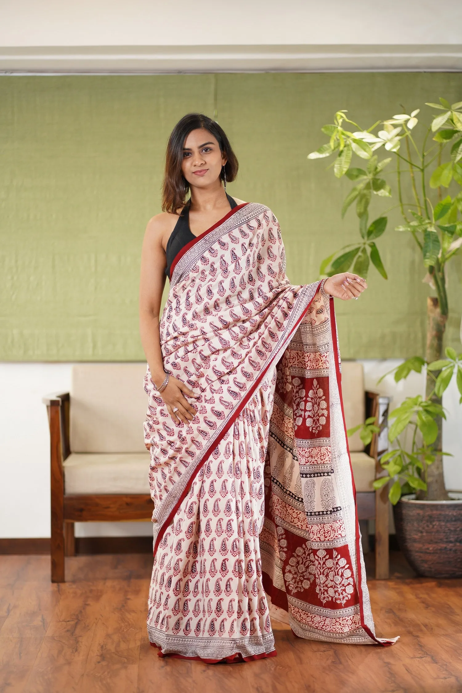 Bagh Hand Block Printed Cotton Saree
