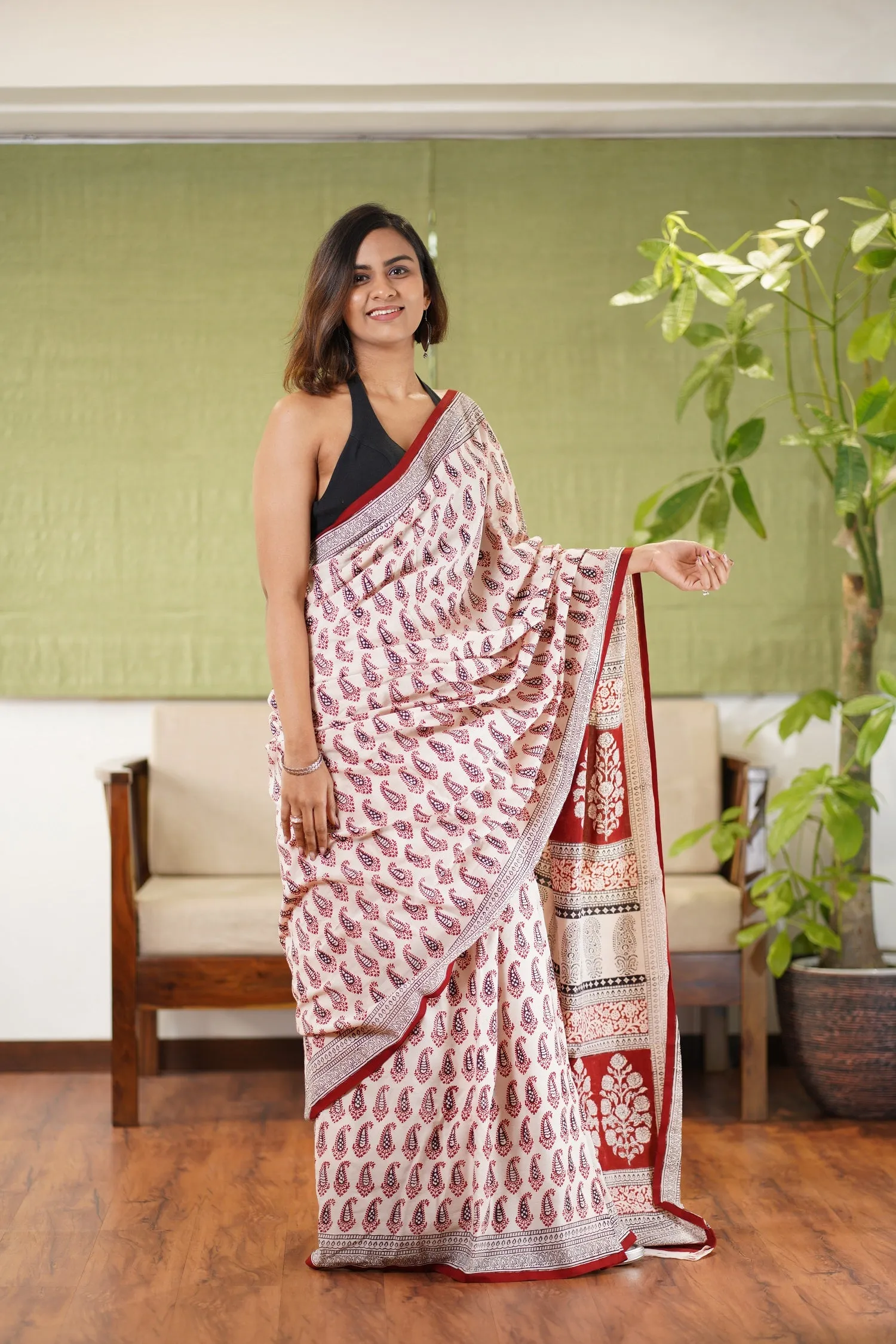 Bagh Hand Block Printed Cotton Saree