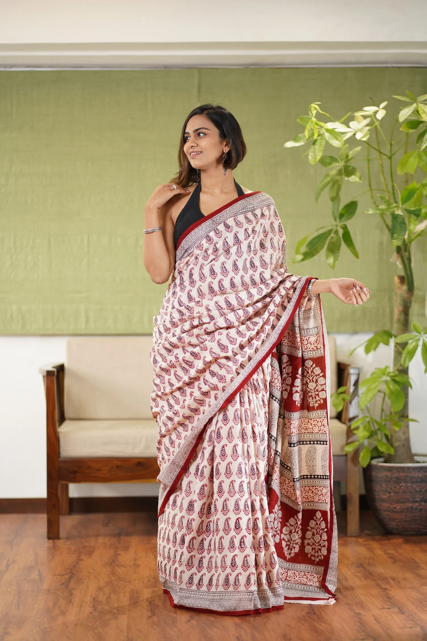 Bagh Hand Block Printed Cotton Saree