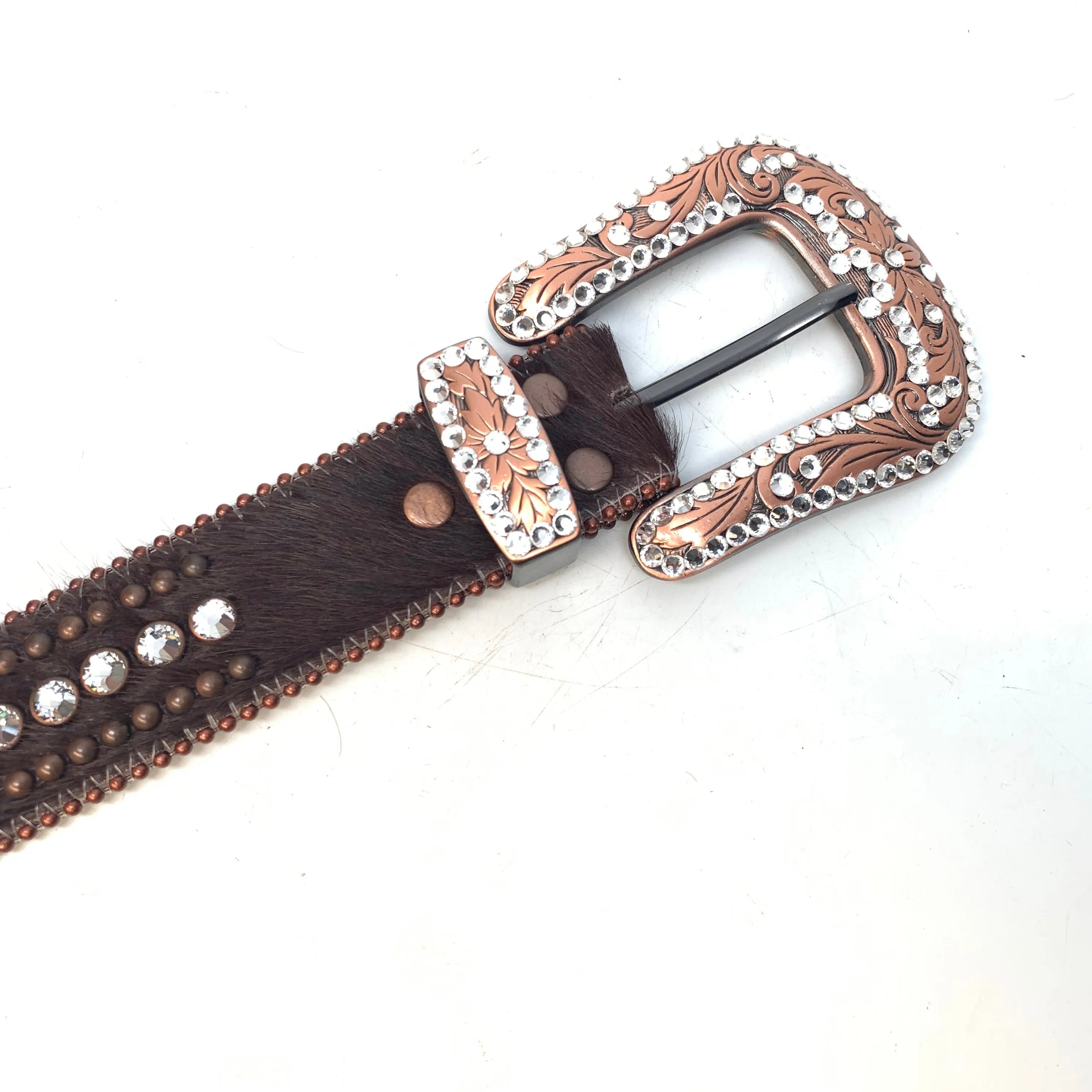b.b. Simon Brown Bronze Studded Pony Crystal Belt