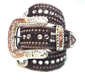 b.b. Simon Brown Bronze Studded Pony Crystal Belt