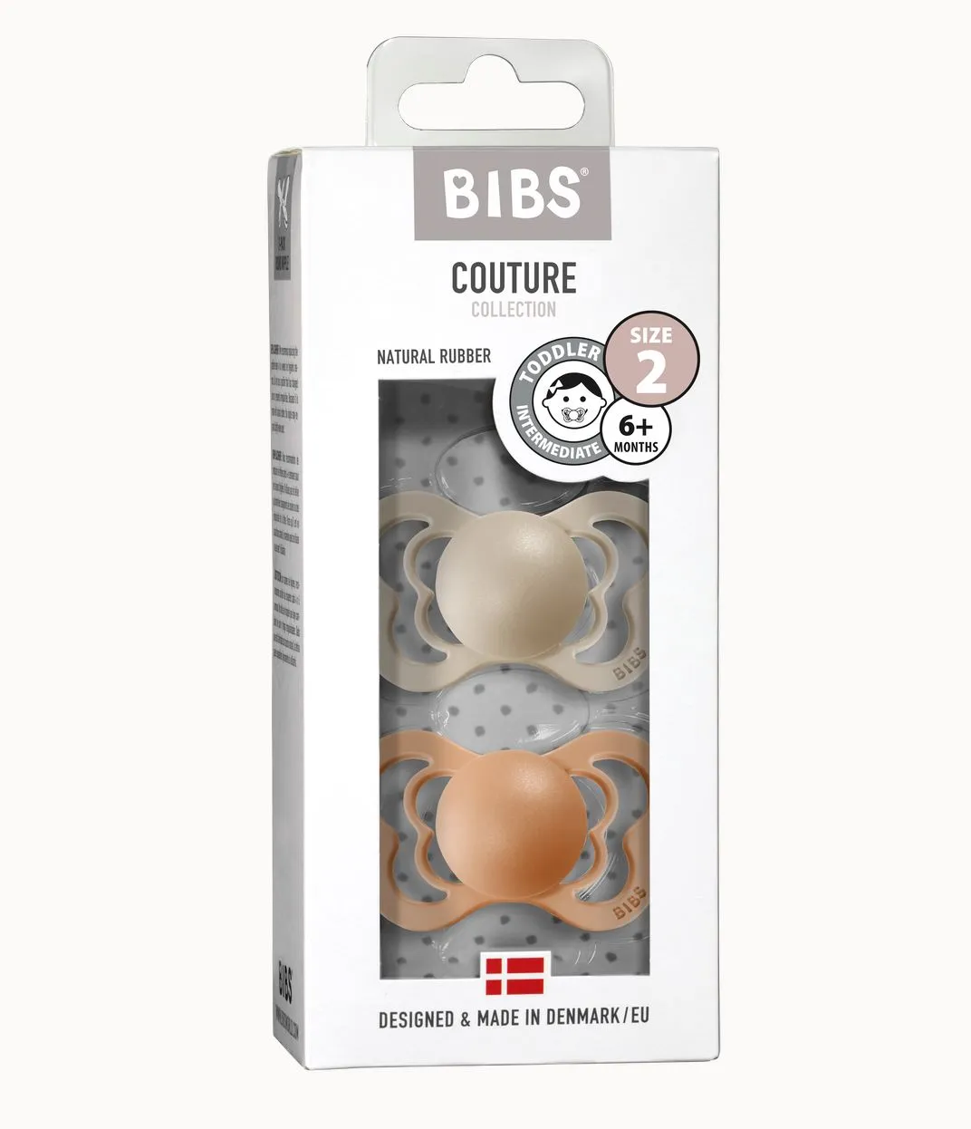 BIBS Dummies - Couture Latex Colour 2 Pk Vanilla/Peach