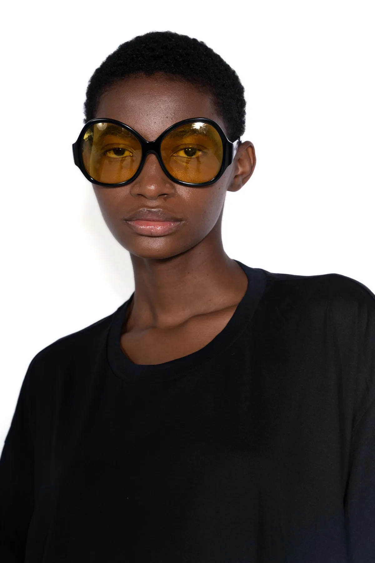 BLACK AND YELLOW OVERSIZED SUNGLASSES