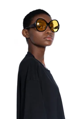 BLACK AND YELLOW OVERSIZED SUNGLASSES