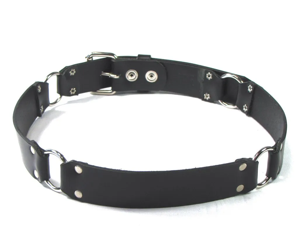Black Leather Belt w/ 3 Silver Ring Details