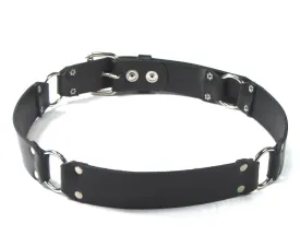 Black Leather Belt w/ 3 Silver Ring Details
