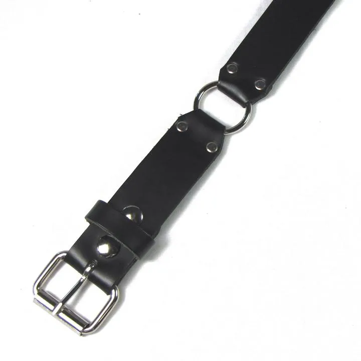 Black Leather Belt w/ 3 Silver Ring Details