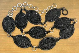 Black Oval Concho w/ Black Crystals Ladies Belt