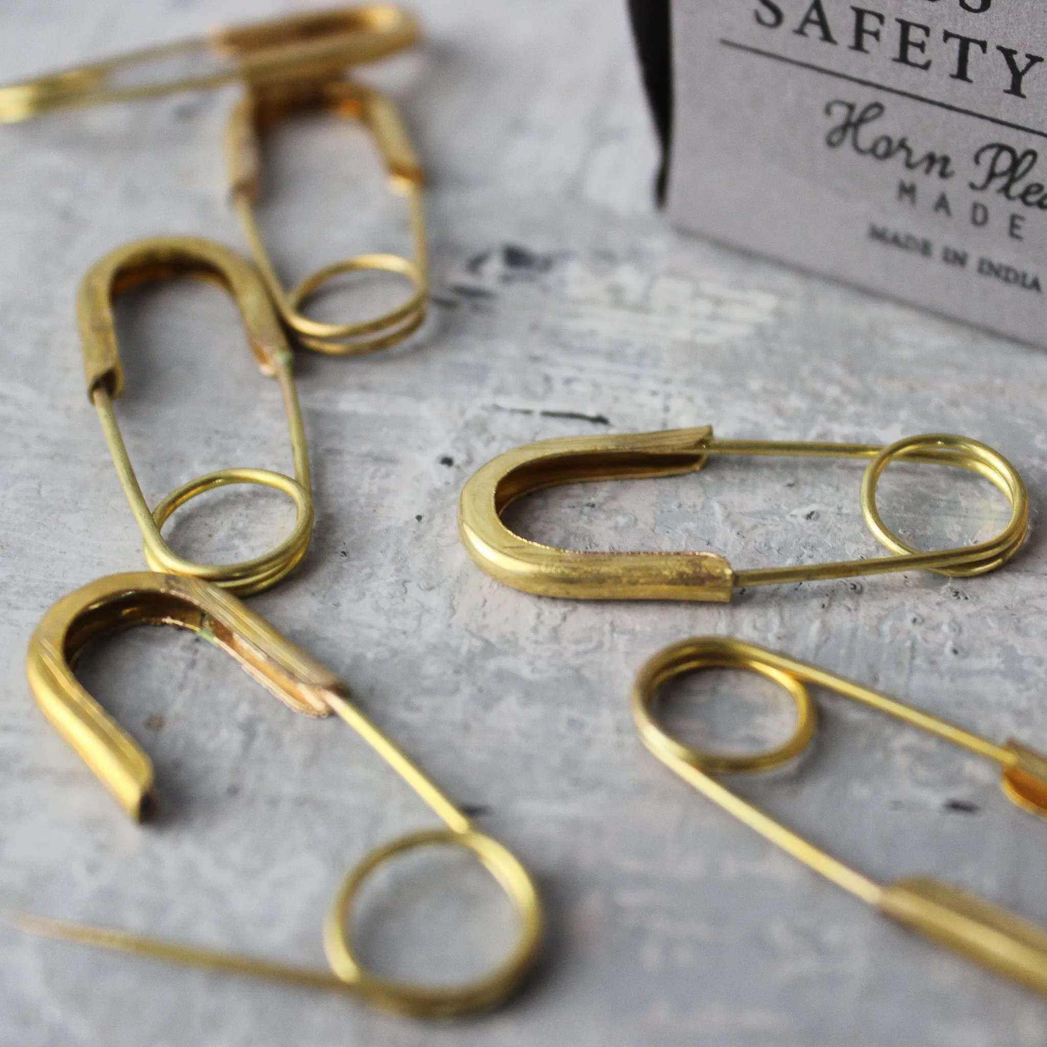 Brass Safety Pins  Box of 6 pcs