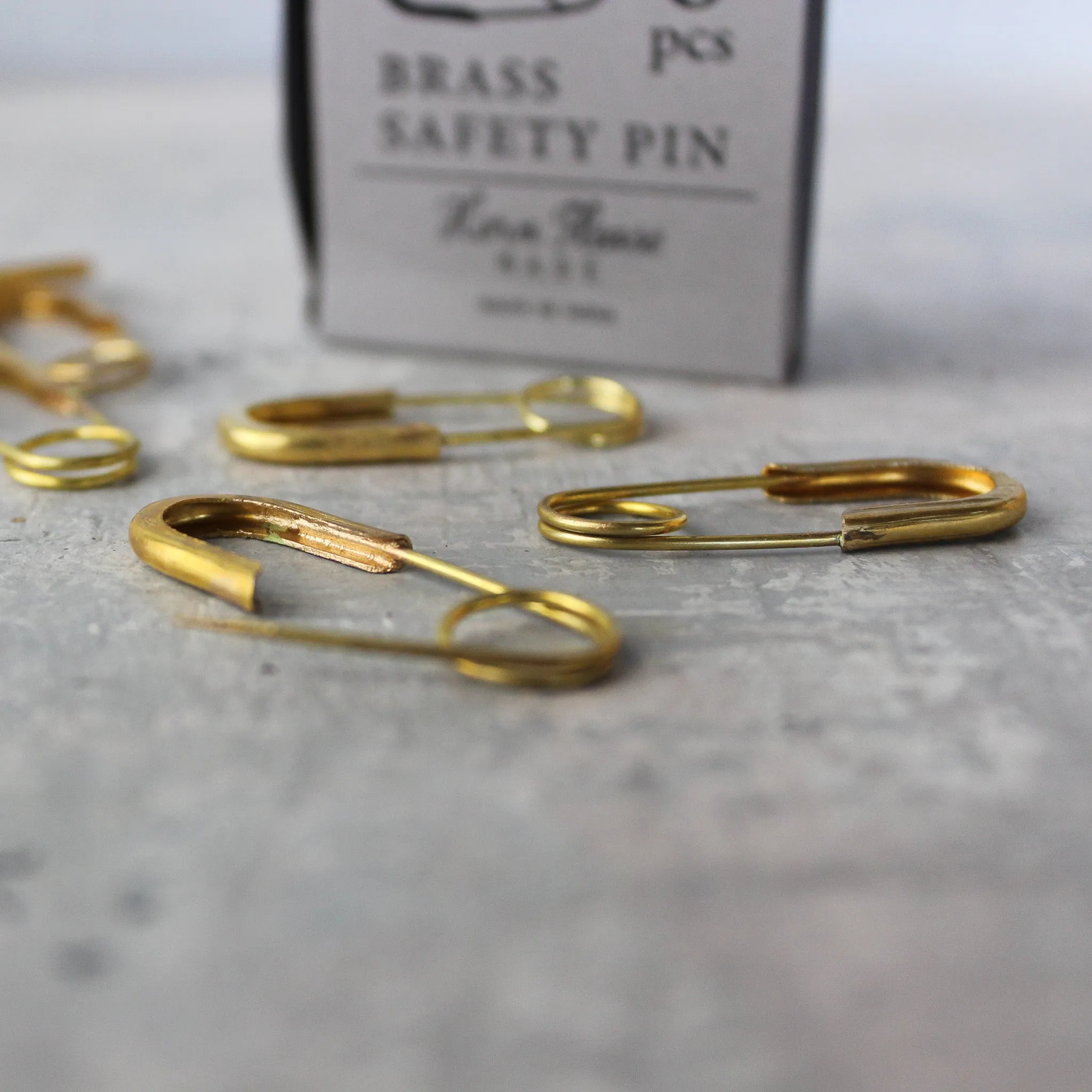 Brass Safety Pins  Box of 6 pcs
