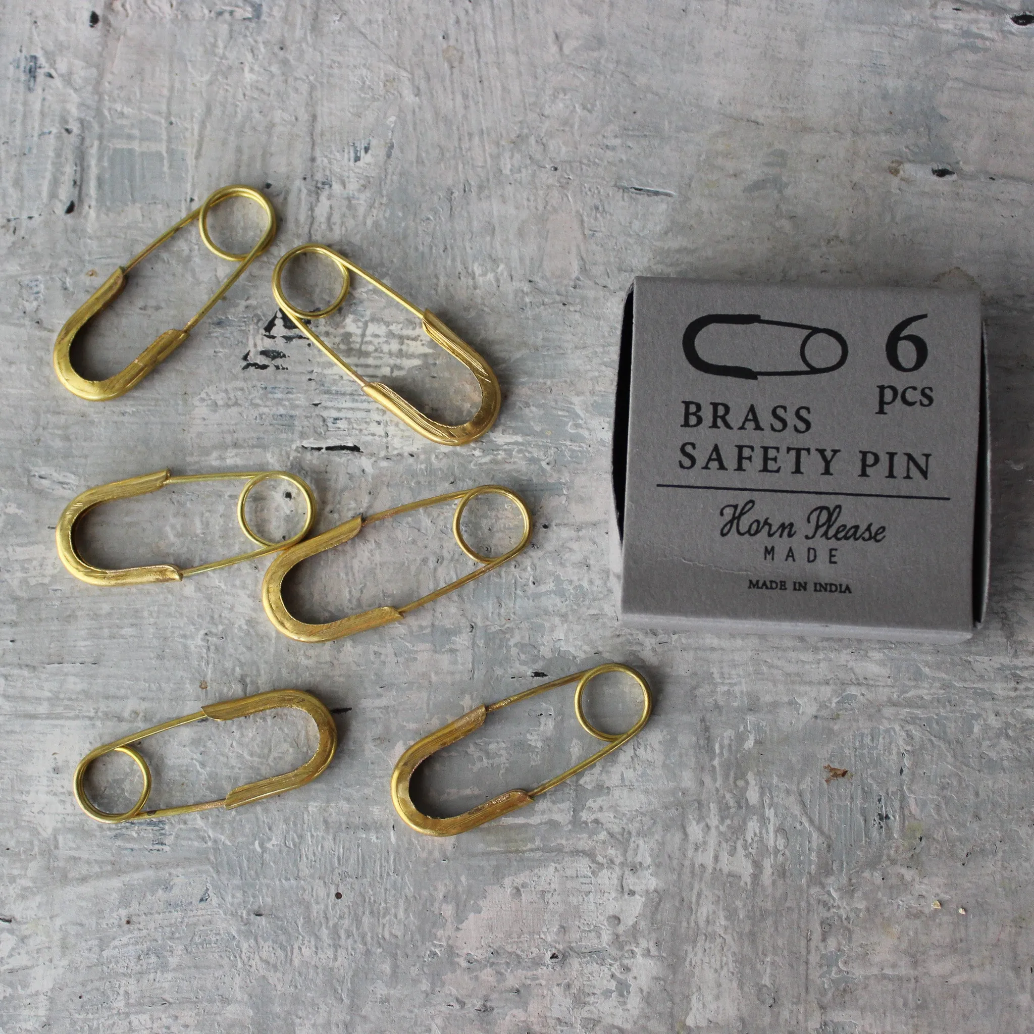 Brass Safety Pins  Box of 6 pcs
