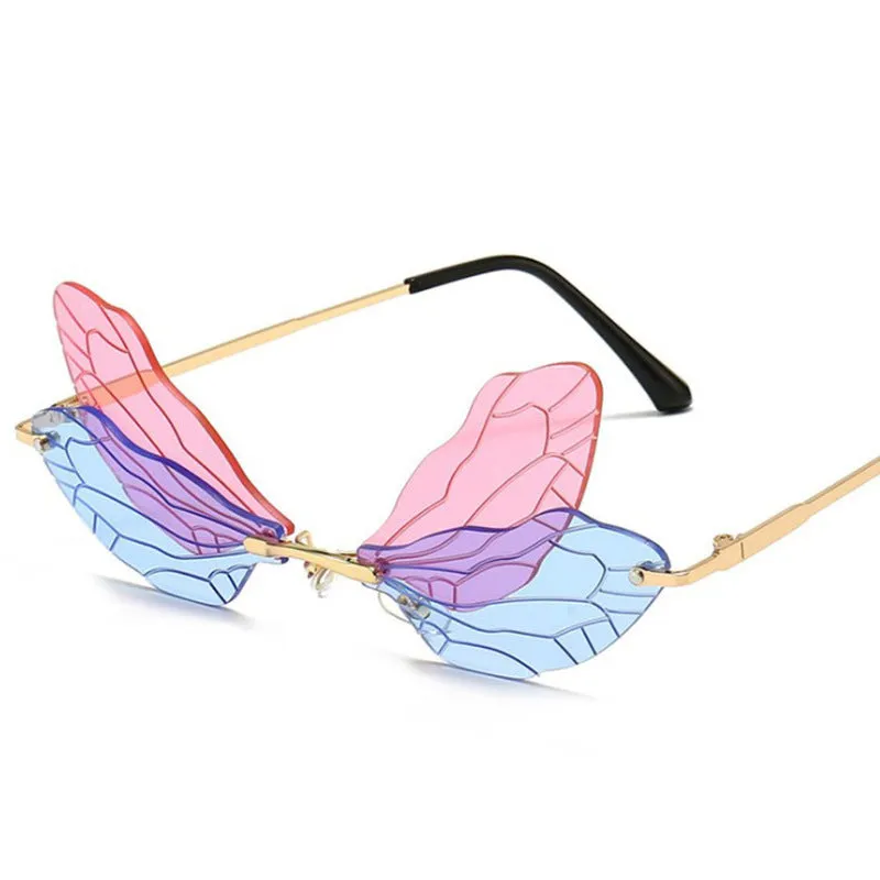 Butterfly Wings Rimless Punk Sunglasses