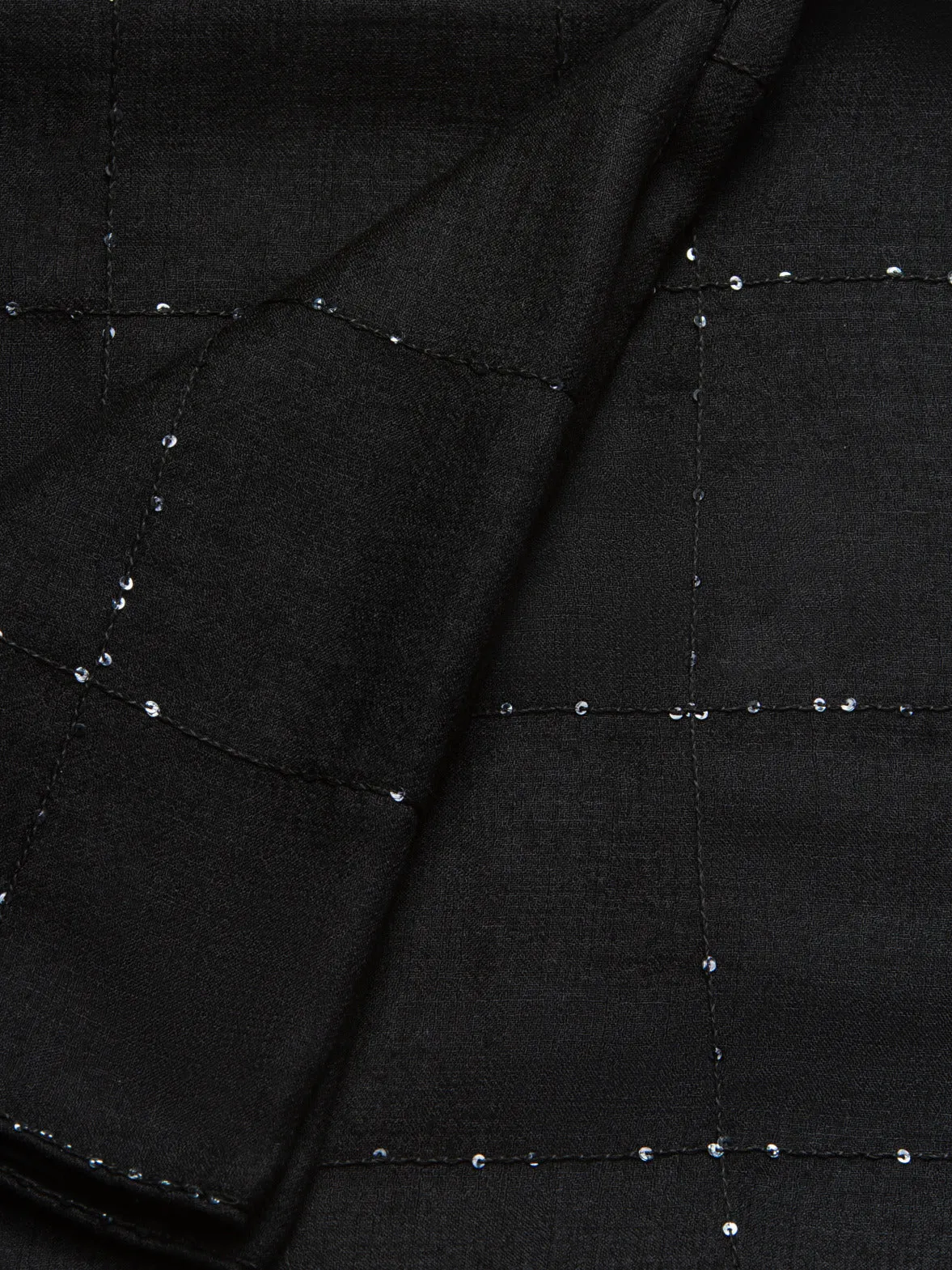 Cashmere Silk Scarf with Sequins Grid
