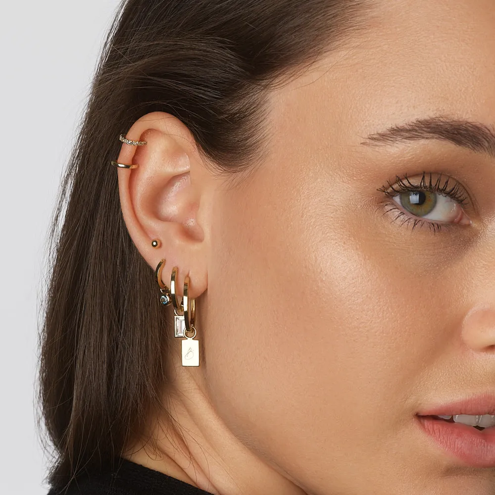 Charm Hoop Earrings in 10k Gold