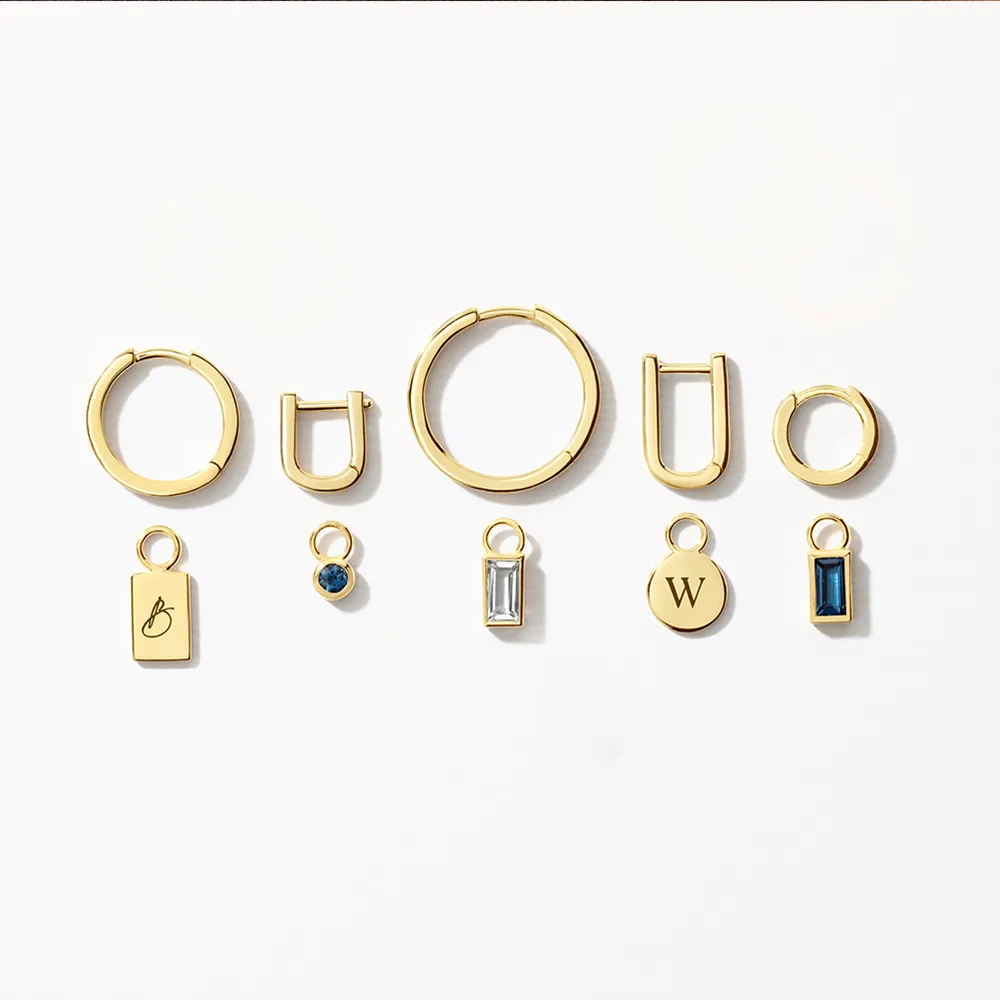 Charm Hoop Earrings in 10k Gold