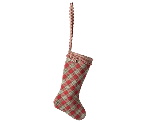 Christmas Ornament - Stocking - Checker/Red