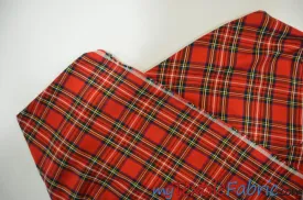 Christmas Red Kilt Fabric | 60" Wide | Red Tartan Fabric | Soft Poly Rayon Kilt | Decor, Napkins, Scarves, Costumes, Blanket, Face Mask, Kilt |