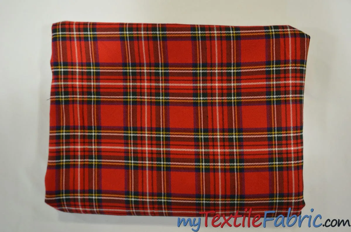 Christmas Red Kilt Fabric | 60" Wide | Red Tartan Fabric | Soft Poly Rayon Kilt | Decor, Napkins, Scarves, Costumes, Blanket, Face Mask, Kilt |