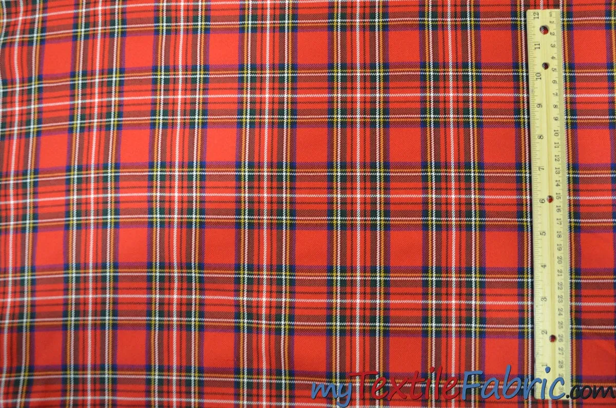Christmas Red Kilt Fabric | 60" Wide | Red Tartan Fabric | Soft Poly Rayon Kilt | Decor, Napkins, Scarves, Costumes, Blanket, Face Mask, Kilt |