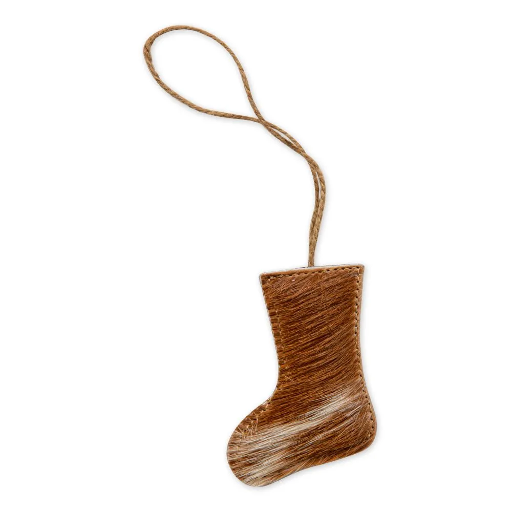 Christmas Stocking Hair-on Hide Ornament