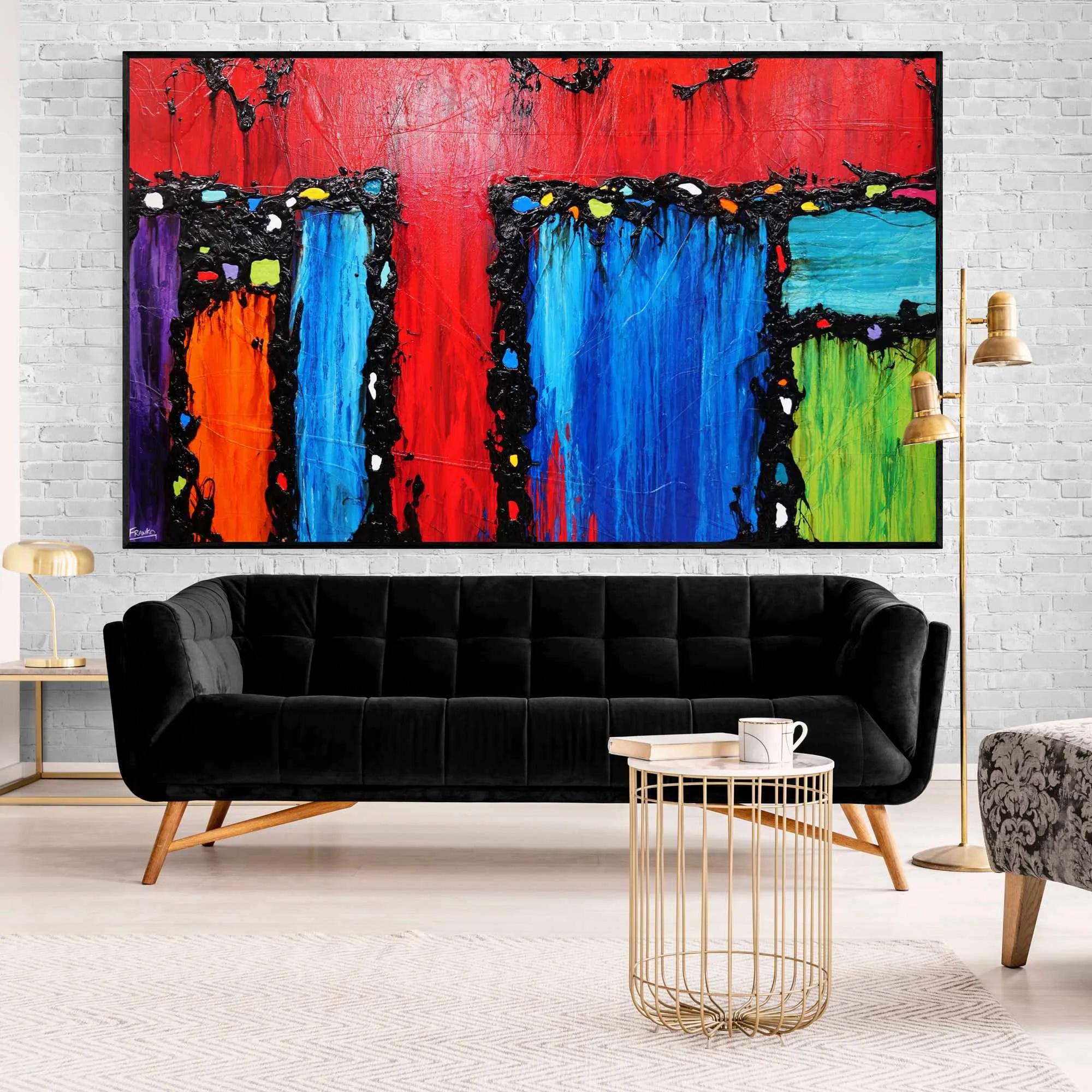 Circus Extravaganza 250cm x 150cm Red Textured Abstract Painting