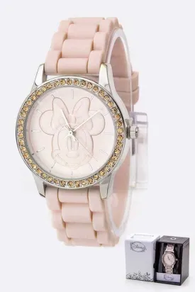 Crystal Bezel Embossed Minnie Jelly Watch